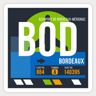 Bordeaux (BOD) Airport // Retro Sunset Baggage Tag Sticker